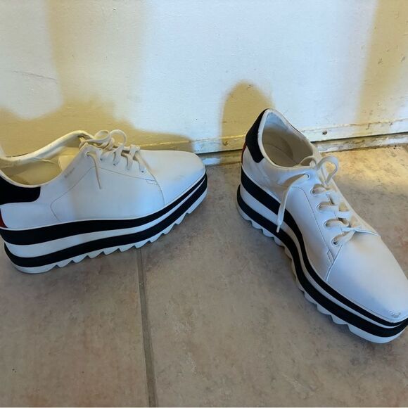 Stella McCartney Sneak Elyse Platform Sneakers leather colorblock heels striped - Picture 3 of 8